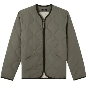 A.p.c Mens Fred Quilted Jacket Khaki L Green