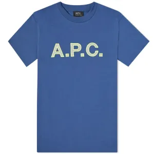 A.P.C Men's Logo T-shirt Blue S