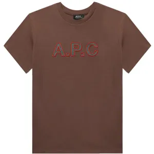 A.P.C Men's Logo T-shirt Brown XL
