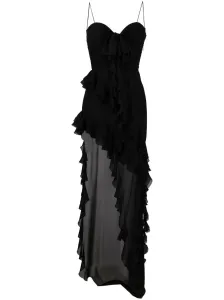 ALESSANDRA RICH - Ruffles Detail Silk Georgette Evening Dress #1138250