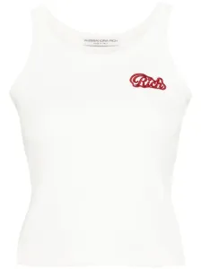 ALESSANDRA RICH - Logo Ribbed Cotton Tank Top #1260449
