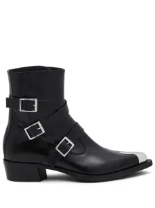ALEXANDER MCQUEEN - Buckled Leather Ankle Boots