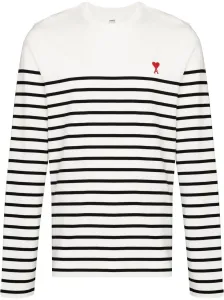 AMI PARIS - Organic Cotton Striped T-shirt With Logo #47159