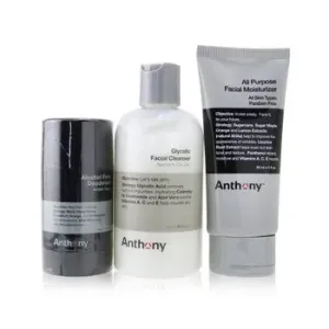 AnthonyBasic Kit With Alcohol Free Deodorant: Cleanser 237ml + Moisturizer 90ml + Deodorant 70g 3pcs