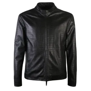 Armani Collezioni Men's Leather Bomber Jacket Black XXL #1085720