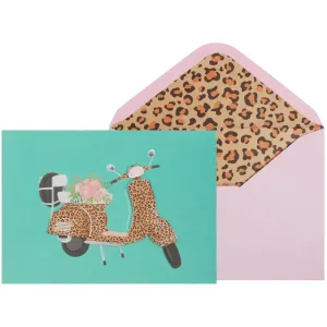 Leopard Scooter Birthday Card