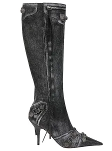 BALENCIAGA - Le Cagole Denim Print Leather Boots #1279201
