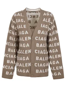 BALENCIAGA - Allover Logo Wool Cardigan #1279213
