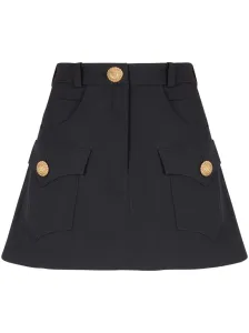 BALMAIN - Buttoned Wool Mini Skirt