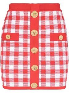 BALMAIN - Vichy Buttoned Mini Skirt #1240188
