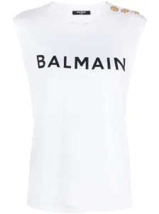 BALMAIN - Logo Organic Cotton Sleeveless Top
