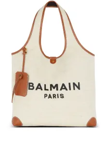 BALMAIN - B-army Canvas And Leather Trims Tote Bag