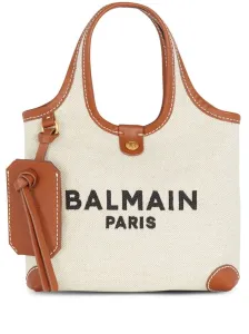 BALMAIN - B-army Mini Canvas And Leather Trims Tote Bag #1240169