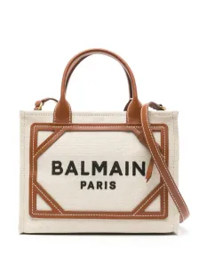 BALMAIN - B-army Small Canvas And Leather Trims Tote Bag
