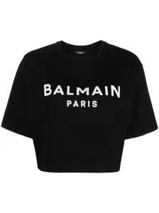 BALMAIN - Logo Organic Cotton Cropped T-shirt #1240211