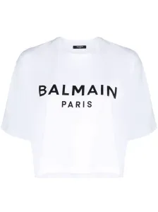 BALMAIN - Logo Organic Cotton Cropped T-shirt #1240306