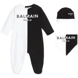 Balmain Boys White & Black Cotton Babygrow Gift Set Unisex - BLACK/WHITE 3M