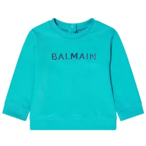 Balmain Baby Unisex Iridescent Logo Sweater Blue 18M