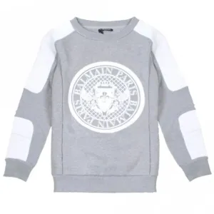 Balmain Boys Patch Emblem Logo Sweatshirt Grey - 8Y GREY
