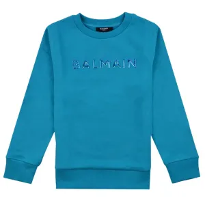 Balmain Unisex Embossed Logo Sweater Blue 10Y