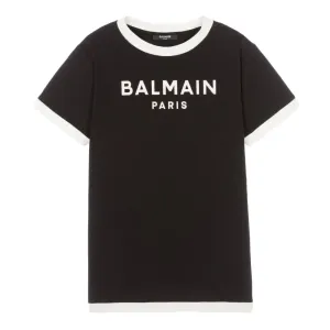 Balmain Boys Logo Cotton T-shirt Black 10Y