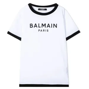 Balmain Boys Logo Cotton T-shirt White 4Y