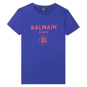 Balmain Boys Logo T-shirt Blue 8Y