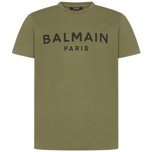 Balmain Boys Paris Logo T-Shirt Khaki - 4Y Khaki