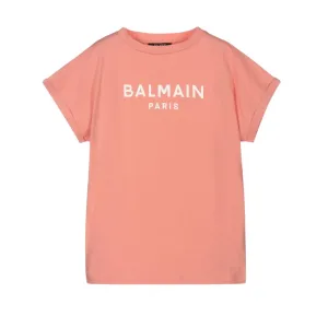Balmain Girls Classic Logo T-shirt Pink 12Y