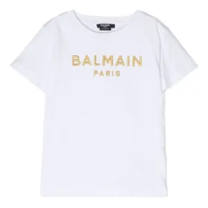 Balmain Girls Embroidered Logo T-shirt White 10Y