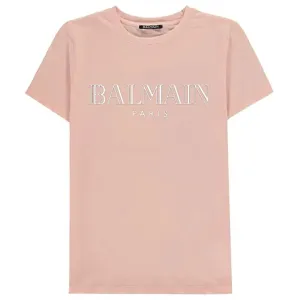 Balmain Girls Logo T-Shirt Pink - 4Y Pink