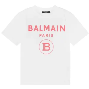 Balmain Girls Logo T-shirt White 10Y