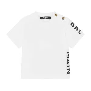 Balmain Unisex Arm Logo T-shirt White 36M