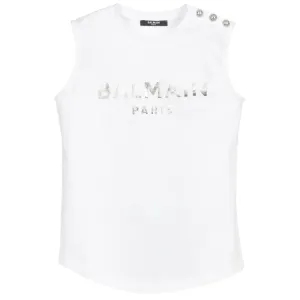 Balmain Girls Logo Vest White 10Y #1085003