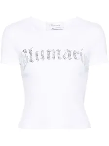 BLUMARINE - Logo Ribbed Cotton Cropped T-shirt #1263605