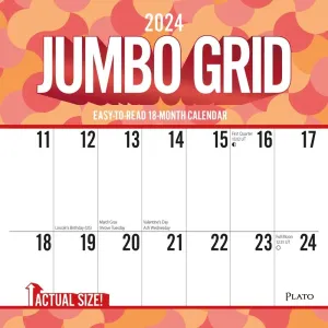 Jumbo Grid Large Print 2024 Wall Calendar