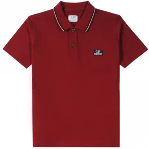 C.P Company Boys Tipped Logo Polo Shirt Red 10Y