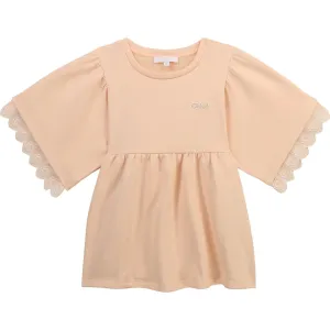 Chloé Girls Pink Logo Sweatshirt Dress 12Y Pale