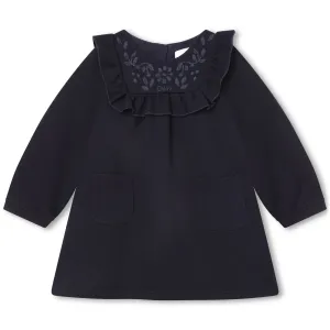 Chloe Baby Girls Knitted Dress in Navy 02A 41% Cotton, Modal, 10% Elastane, 8% Polyamide - Trimming: 100% Cotton
