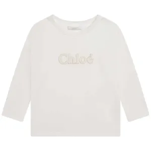 Chloe Girls Embroidered Long Sleeve T-shirt White 14Y