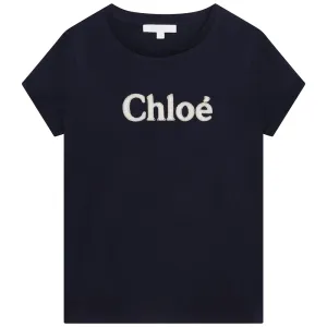 Chloe Girls Embroidered T-shirt Navy 8Y