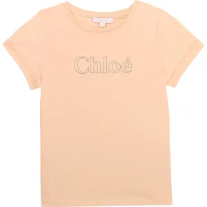 Chloé Girls Pale Pink Cotton Logo T-shirt 14Y