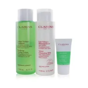 ClarinsPerfect Cleansing Set (Combination to Oily Skin): Cleansing Milk 200ml+ Toning Lotion 200ml+ Pure Scrub 15ml+ Bag 3pcs+1bag
