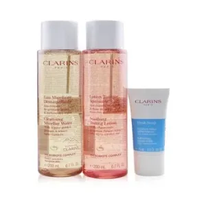 ClarinsPerfect Cleansing Set (Very Dry or Sensitive Skin): Micellar Water 200ml+ Toning Lotion 200ml+ Fresh Scrub 15ml+ Bag 3pcs+1bag