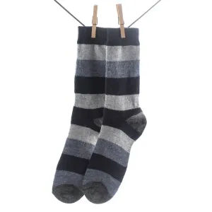 Crönert, 25661 Striped Men's Wool Socks, blue-grey Größe 39-42