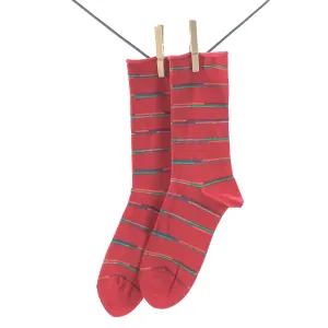 Crönert, 27203 Striped Men's Long Socks, red Größe 39-42