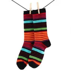 Crönert, 27306 Men`s Socks Strip, black-red Größe 39-42