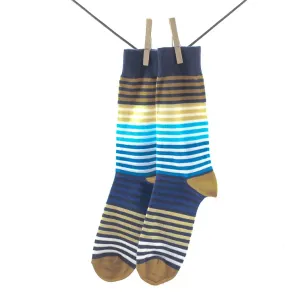 Crönert, Striped Men´s Socks, blue Größe 39-42