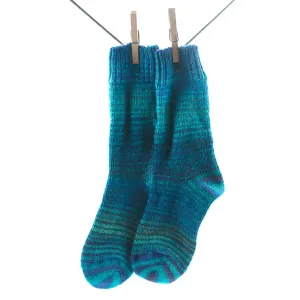 Crönert, 15402 Unisex Wool Socks Rainbow, turquoise Größe 35-38