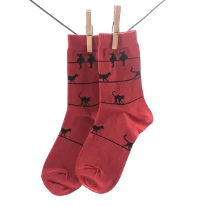 Crönert, 16432 Miaow Women's Socks, dark red Größe 39-42